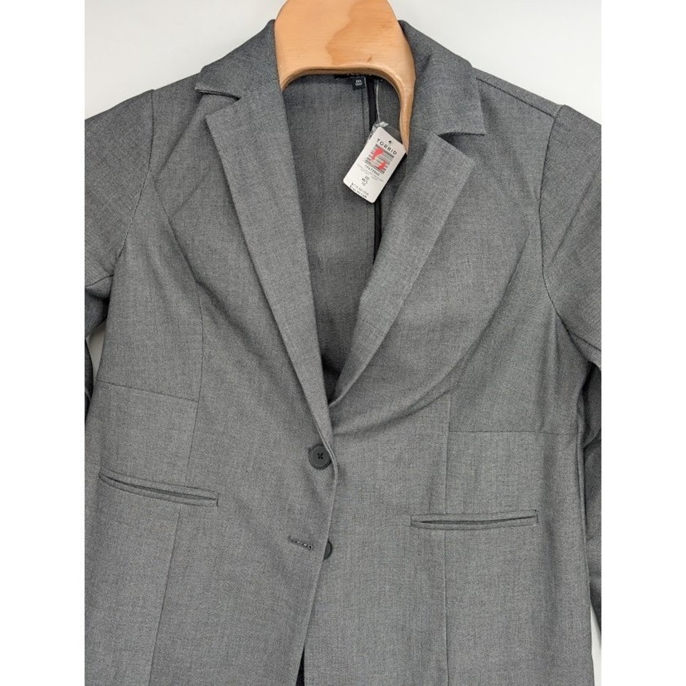 Torrid Studio Luxe Longline Blazer Jacket Gray Career Stretch Women 00 NWT - Picture 2 of 7